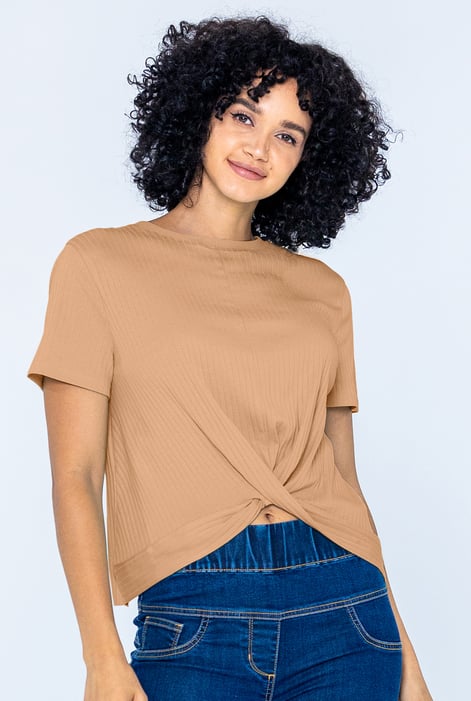 Green Twisted Hem Front T-Shirt