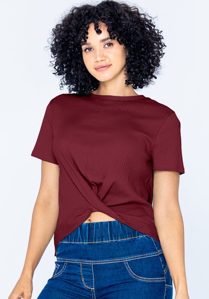 Twisted Hem Front T-Shirt