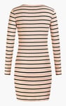 Long Sleeve Rib Jersey V- Neck Mini Dress