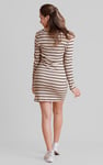 Long Sleeve Rib Jersey V- Neck Mini Dress