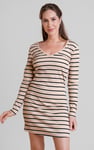 Long Sleeve Rib Jersey V- Neck Mini Dress
