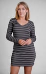 Long Sleeve Rib Jersey V- Neck Mini Dress