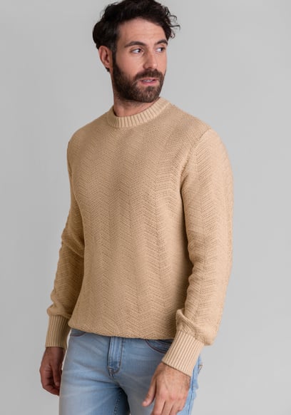 Chevron Textured Crew Neck Jumper