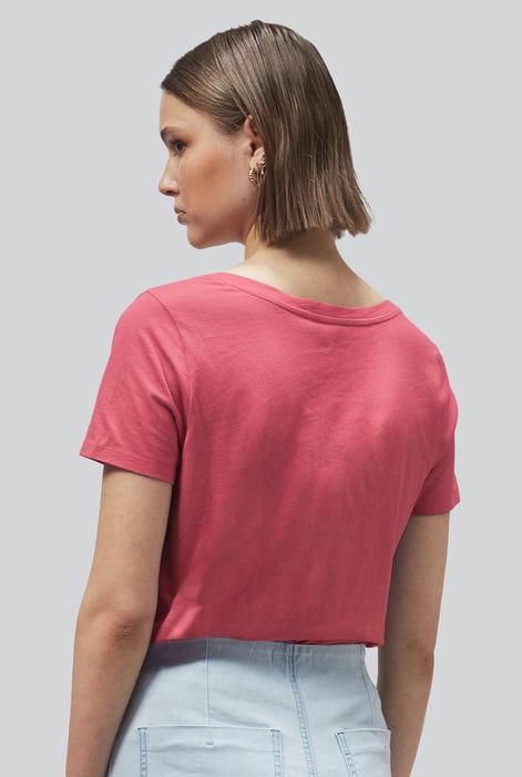 Red Lace Pocket V-Neck Tee