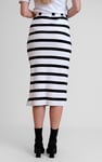 Side Slit Striped Ribbed Jersey Skirt