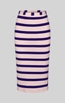 Side Slit Striped Ribbed Jersey Skirt