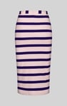 Side Slit Striped Ribbed Jersey Skirt