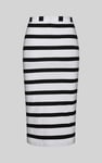 Side Slit Striped Ribbed Jersey Skirt