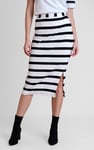 Side Slit Striped Ribbed Jersey Skirt