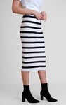 Side Slit Striped Ribbed Jersey Skirt