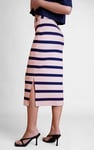 Side Slit Striped Ribbed Jersey Skirt
