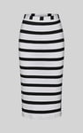 Side Slit Striped Ribbed Jersey Skirt