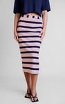 Side Slit Striped Ribbed Jersey Skirt
