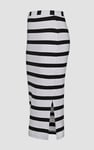 Side Slit Striped Ribbed Jersey Skirt