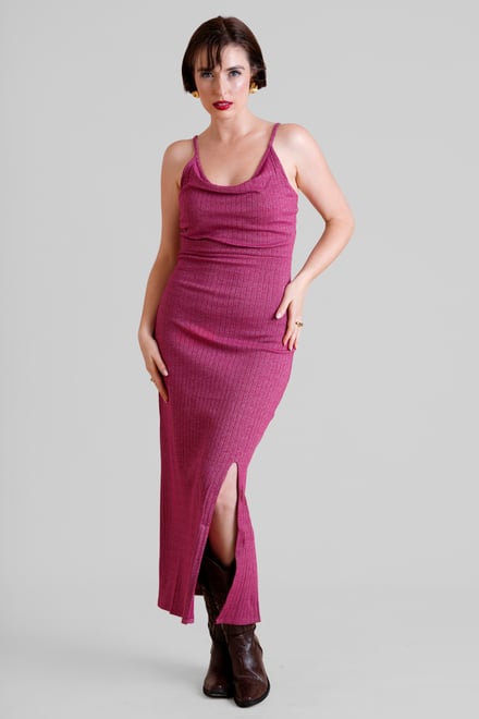 Stretch Jersey Metallic Midi Cami Dress