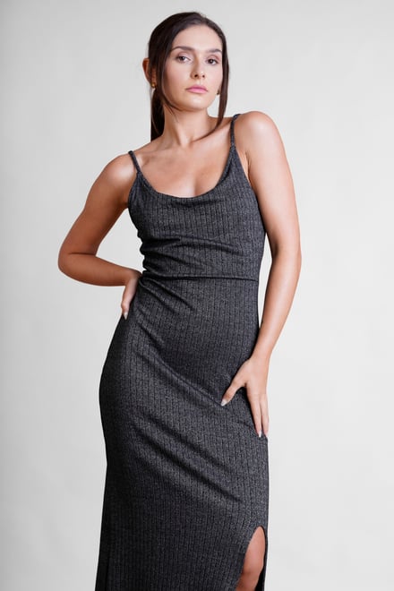 Stretch Jersey Metallic Midi Cami Dress