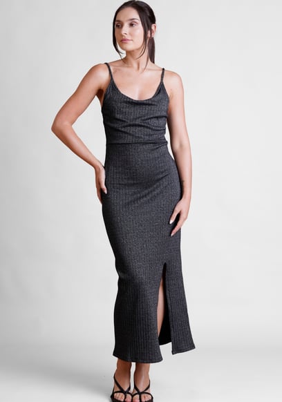 Stretch Jersey Metallic Midi Cami Dress