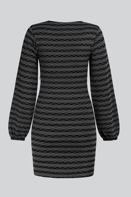 Metallic Silver V-Neck Long Sleeve Mini Dress