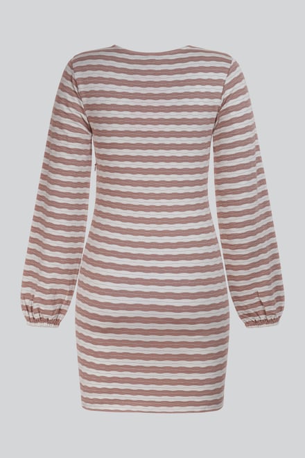 Metallic Silver V-Neck Long Sleeve Mini Dress
