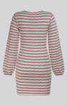 Metallic Silver V-Neck Long Sleeve Mini Dress
