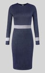 Shiny Silver Metallic Stretch Midi Dress
