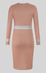 Shiny Silver Metallic Stretch Midi Dress