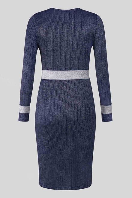Shiny Silver Metallic Stretch Midi Dress