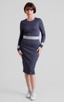 Shiny Silver Metallic Stretch Midi Dress