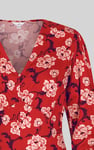 Printed V-Neck Mini Dress With Puff Sleeves and Smock Details