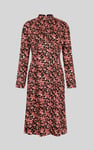 Dark Floral High Neck Ruched Midi Dress