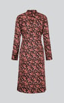 Dark Floral High Neck Ruched Midi Dress