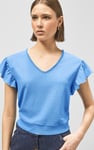 Frill Sleeves Mash Textured Jersey T-Shirt
