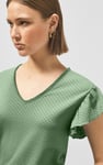 Frill Sleeves Mash Textured Jersey T-Shirt
