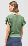 Frill Sleeves Mash Textured Jersey T-Shirt