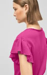 Frill Sleeves Mash Textured Jersey T-Shirt