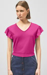 Frill Sleeves Mash Textured Jersey T-Shirt