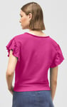 Frill Sleeves Mash Textured Jersey T-Shirt