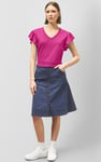 Frill Sleeves Mash Textured Jersey T-Shirt