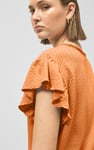 Frill Sleeves Mash Textured Jersey T-Shirt