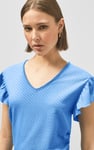 Frill Sleeves Mash Textured Jersey T-Shirt