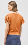 Frill Sleeves Mash Textured Jersey T-Shirt