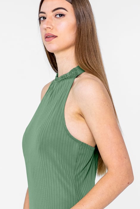 Green Halter Neck Dress with Criss-Cross Back
