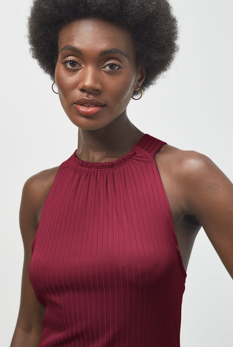 Red Halter Neck Dress with Criss-Cross Back