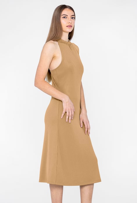 Yellow Halter Neck Dress with Criss-Cross Back