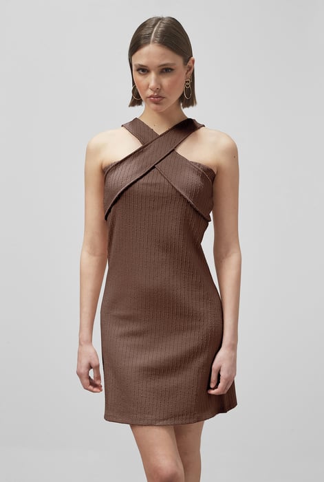 Red Cross Front Halter Neck dress