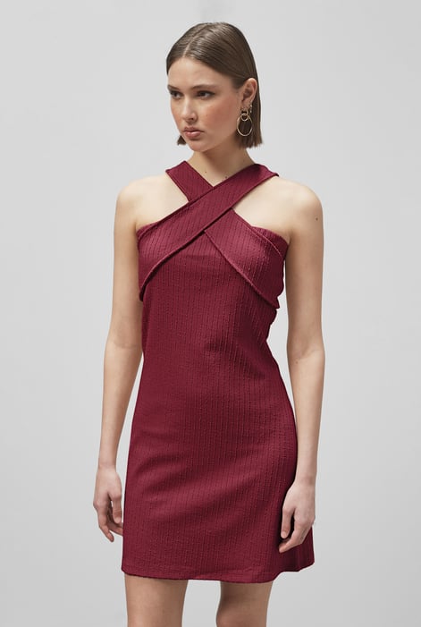 Red Cross Front Halter Neck dress