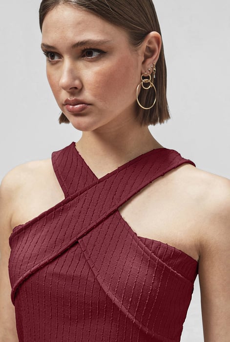 Red Cross Front Halter Neck dress
