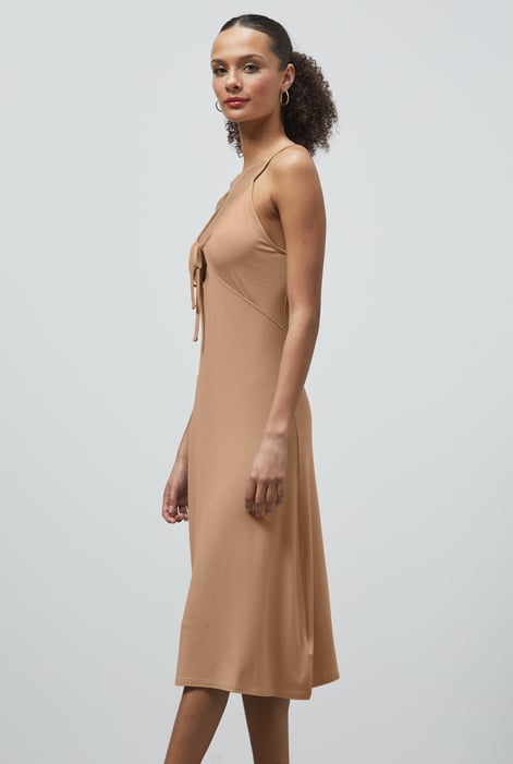 Orange Strappy V-Neck Jersey Dress