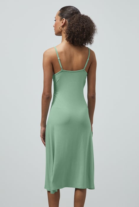 Green Strappy V-Neck Jersey Dress
