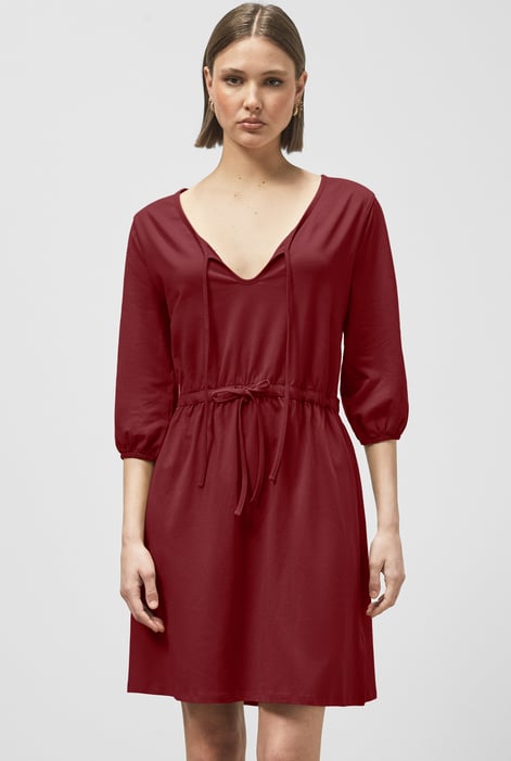 Green Drawstring Waist Jersey Dress